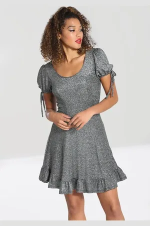 Hell Bunny Vestido Corto de - Haze Mini Dress Silver - M - para Mujer