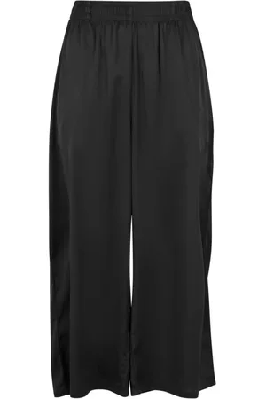 Urban classics Pantalones de tela de - Culotte de pierna ancha de satén para mujer - XS XL - para Mujer