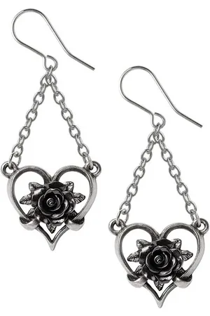 Alchemy Pendientes Gótico de - Heart of Blackness - para Mujer