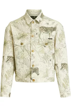 Etro Hombre Vaqueras - Chaqueta De Denim Con Estampado Tropical Y Cebras, Herren