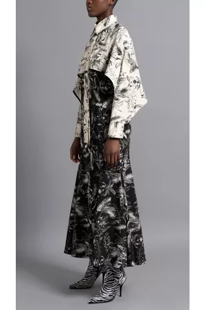 Thebe Magugu Mujer Estampados - Vestido de Porcelana Estampado Partido