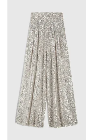 Rochas Pantalones de Cintura Alta Brillante