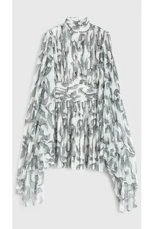 Rochas Vestido de Gasa Estampado en Blanco y Negro