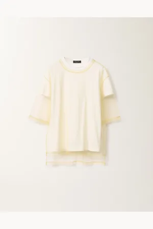 Fabiana Filippi Camiseta De Punto Y Tul, Oro