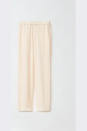 Fabiana Filippi Pantalón En Crepé Marroquí De Seda, Vainilla