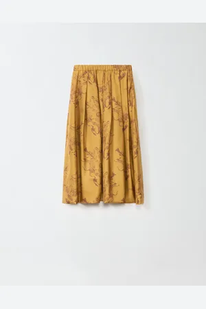 Fabiana Filippi Falda De Sarga De Seda Estampada, Mostaza