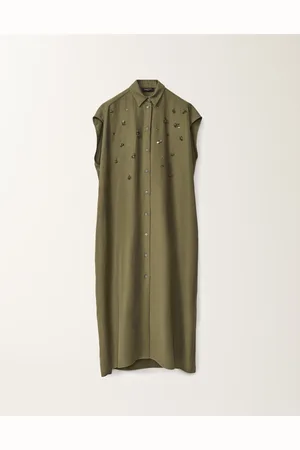 Fabiana Filippi Vestido Camisero De Lino Y Viscosa, Hierba