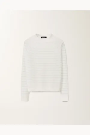 Fabiana Filippi Jersey A Rayas De Lino, Blanco Y Verde Agua