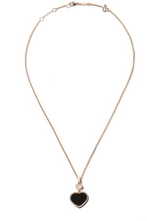 Chopard Collar Happy Hearts con ónix y diamante en oro 18kt