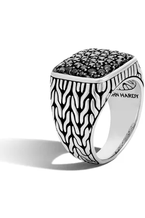 John Hardy Anillo de sello con zafiros negros