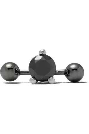 DELFINA DELETTREZ Pendiente Two In One en oro blanco de 18kt con diamante negro y piercing