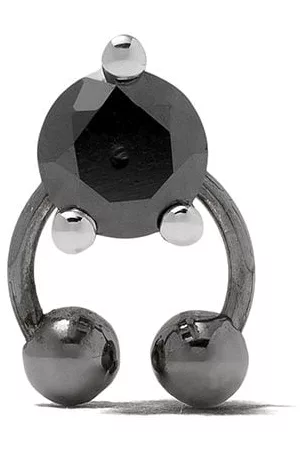 DELFINA DELETTREZ Pendiente Two In One en oro blanco de 18kt con diamante negro y piercing