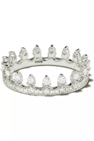 ANNOUSHKA Anillo con motivo de corona en oro blanco de 18kt con diamante
