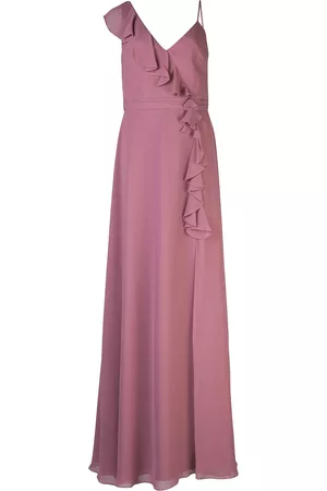 Marchesa Notte Vestido largo con ribete de volantes