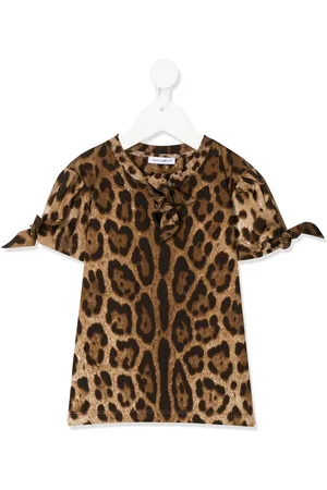 Dolce & Gabbana Camiseta con motivo de leopardo y lazos en los puños