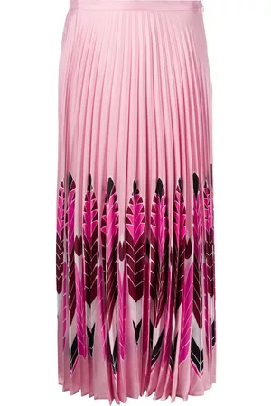 VALENTINO GARAVANI Falda midi plisada con estampado de plumas