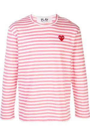 Comme des Garçons Camiseta de rayas con logo