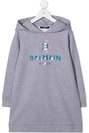 Balmain Vestido con capucha y logo
