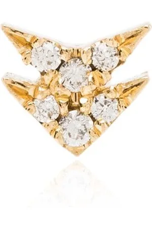 Lizzie Mandler Pendiente con motivo de doble flecha en oro amarillo de 18kt con diamantes