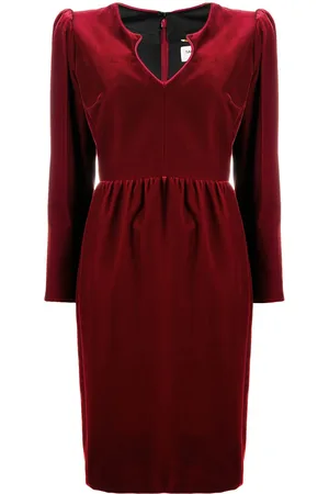 Saint Laurent Vestido por la rodilla de manga larga