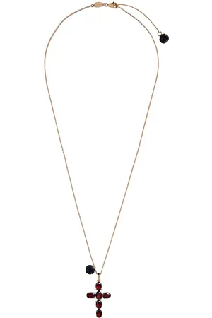 Dolce & Gabbana Collar en oro amarillo de 18kt con colgante de cruz con rodolitas
