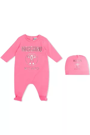 Moschino Pelele con logo metalizado y gorro
