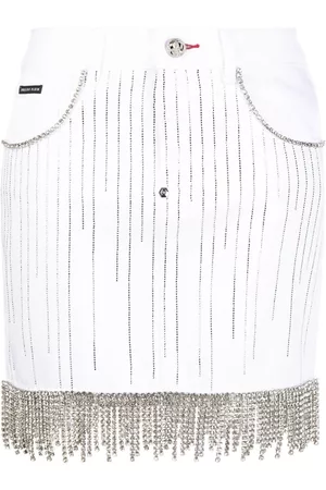 Philipp Plein Falda vaquera con detalles de cristal