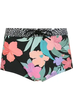 AMIR SLAMA Bañador Hibiscus con paneles a rayas