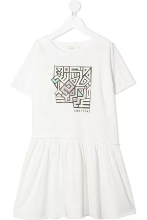 Le pandorine Vestido estilo camiseta con logo y volantes