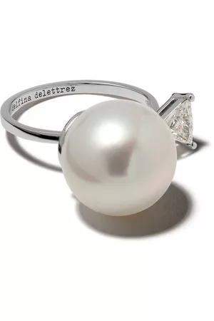 DELFINA DELETTREZ Anillo en oro blanco de 18kt con perla y diamante