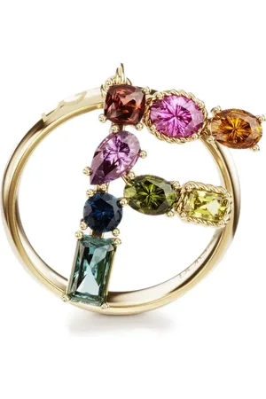 Dolce & Gabbana Anillo Rainbow Alphabet F en oro amarillo de 18kt