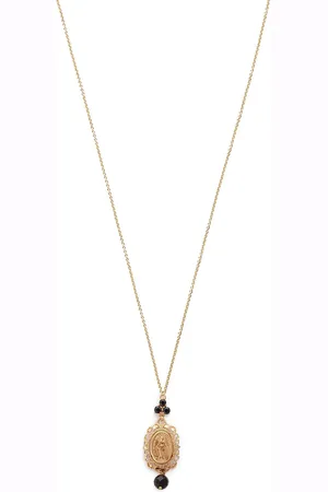 Dolce & Gabbana Collar Virgin Mary en oro amarillo de 18kt con zafiro y jade