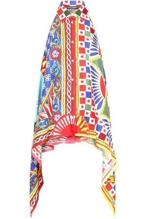 Dolce & Gabbana Top con cuello halter y estampado Carretto