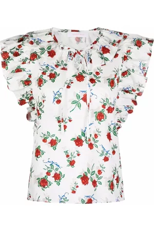 See by Chloé Blusa con estampado floral y volantes en el cuello