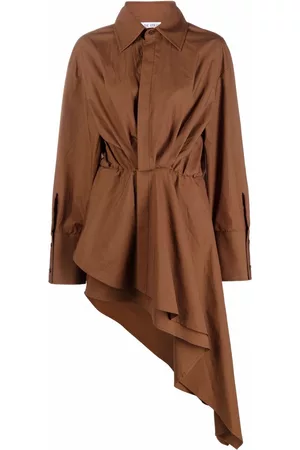 The Attico Vestido camisero asimétrico con detalles fruncidos