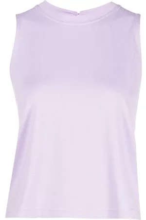 Marchesa Notte Top corto sin mangas con cuello redondo