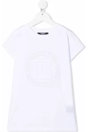 Balmain Vestido estilo camiseta con logo en relieve