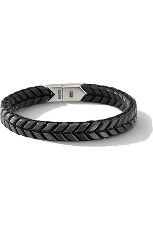 David Yurman Pulsera de titanio de 9 mm con tejido chevron