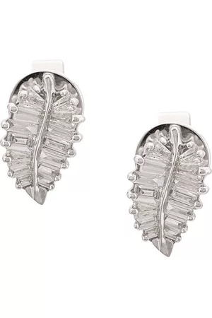 Anita Pendientes pequeños con motivo de palmera en oro blanco de 18kt con diamantes