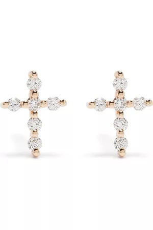 DJULA Pendientes Big Cross en oro de 18kt con diamantes