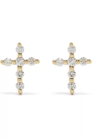 DJULA Pendientes Big Cross en oro amarillo de 18kt con diamantes