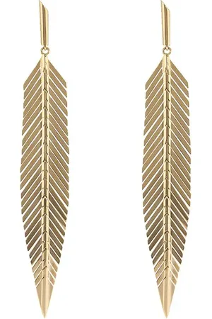 Cadar Pendientes grandes con forma de pluma en oro rosa de 18kt