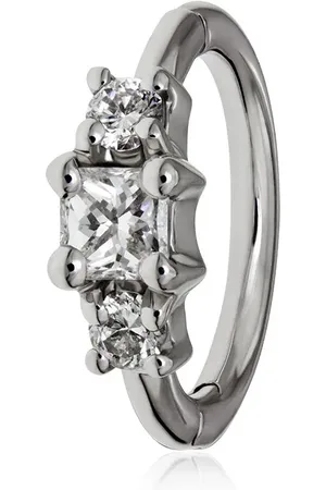 Maria Tash Pendiente huggie Princess en oro blanco de 18kt