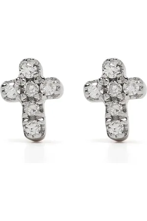DJULA Pendientes Cross en oro de 18kt con diamantes