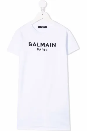 Balmain Vestido estilo camiseta con logo