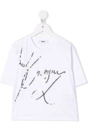 Msgm Camiseta con logo de lentejuelas
