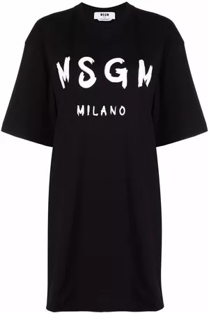 Msgm Vestido estilo camiseta con logo estampado
