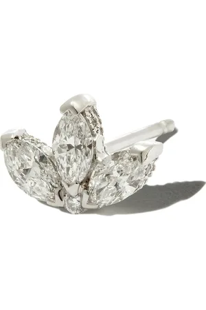 Maria Tash Pendiente Engraved Lotus en oro blanco de 18kt