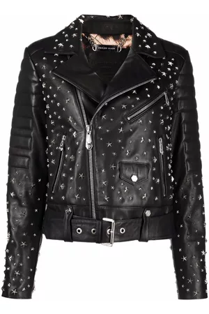 Philipp Plein Chaqueta biker con apliques de estrellas