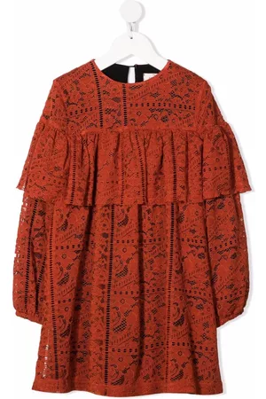 Le pandorine Vestido con motivo de encaje y volantes